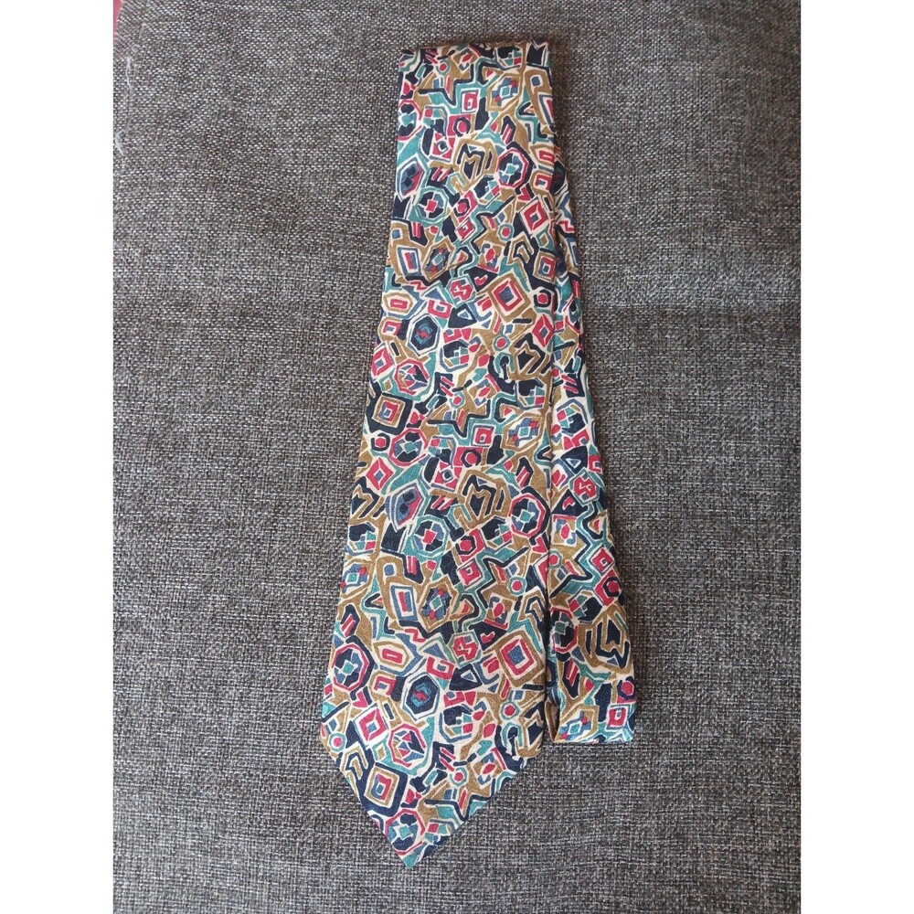Christian Dior Tie 70s 80s 90s Y2K Mens Blue Red Beige Ivory 3.75 Wide 57 Long